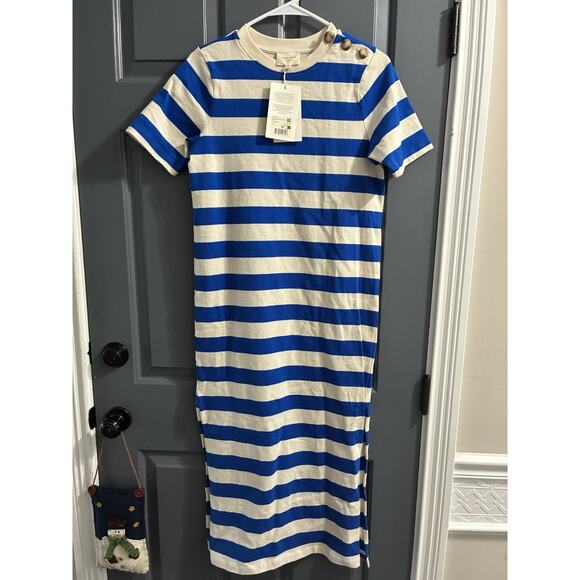 NWT Sezane Paris Emy Striped White Blue Cotton Dress Size XS - Picture 3 of 15